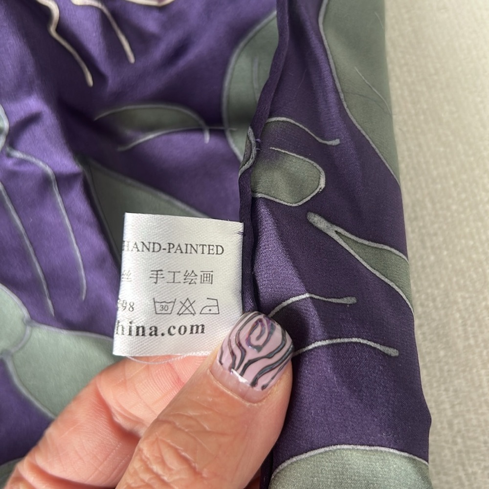 Silk Scarf with Hand Painted Butterfly Design - Picture 5 of 6
